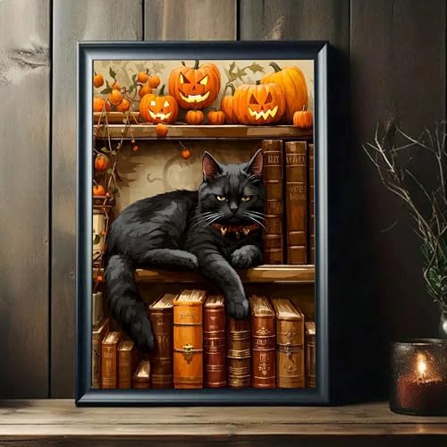 cupmod Cat Paint by Numbers Kit for Adults,Halloween Adults Paint by Numbers Kit,Pumpkin Number Painting,Watercolor Oil Painting by Number for Home Wall Decor 16x20inch - Image 6