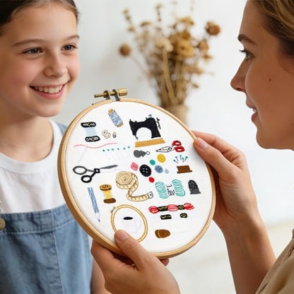 Crafmanoe Hand Embroidery Kits for Beginners Adults, Crewel Embroidery DIY Kits, Stamped Cross Stitch Kits for Beginners Adults Craft Kits for Women, Entire Set of Embroidery Supplies & Video Tutorial - Image 3