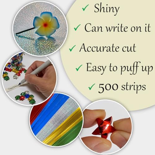 500-Strips Variety Mix of Foil Paper Strips for Making Origami Stars, Lucky Stars, Puff Stars. Reflective Mirror Shiny Paper Strips, 0.5 x 11 inch. (Variety Mix, 500) - Image 2
