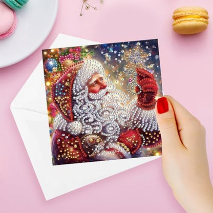 12Pcs Christmas Greeting Card DIY Diamond Art Painting Greeting Cards Blessing Folding Card Kit with White Envelopes Diamond Arts Crafts for Birthday Festival Gift-03 - Image 3