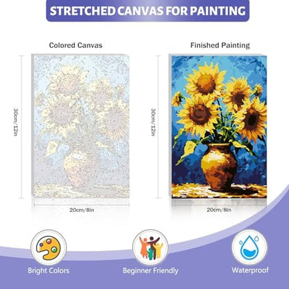 Framed Paint by Numbers Kit for Adults Beginner & Kids Ages 8-12, Sunflower Easy Paint by Numbers without Easel, Flowers Vase Acrylic Adult Painting by Number Kits on Canvas for Decor Gift 8 x 12 Inch - Image 4