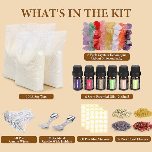 SACATR 10LB Natural 100% Soy Wax Candle Making Kit, with DIY Accessories - Image 2