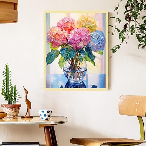 Hydrangea Paint by Numbers for Adults with Framed Canvas - Wooden Easel - Image 4