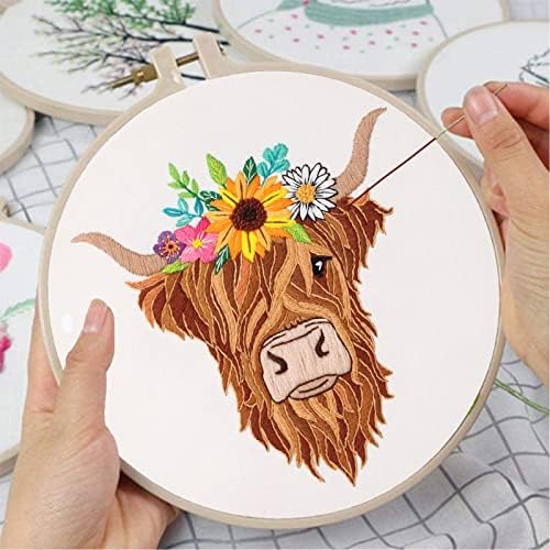 Louise Maelys Highland Cow Floral Embroidery Kit for Beginners Craft - Image 4
