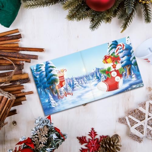 8PCS Winter Cartoon DIY Greeting Card Kits with Envelopes Diamond Art Greeting Cards Diamond Art Cards Kits for Adults DIY Crafts Family Friend Gifts - Image 7