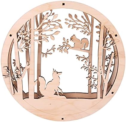 Rayher Wood Building Kit for 3D Wreath with Fox and Squirrel Design, Seasonal DIY Wood Craft Set with 9 slot-together Pieces, Diameter 30cm, natural wood, 63156505 - Image 4