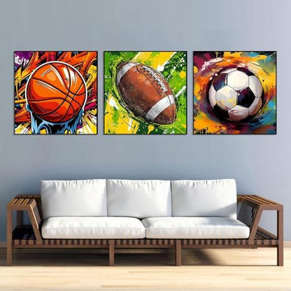 YOLENIX Paint by Numbers for Adults and Kids, 3pack Ball Games Painting by Number Kits On Canvas, Number Artist Paint by Number Kit Funny DIY, Home Wall Decor, Gifts 14X14inch - Image 3
