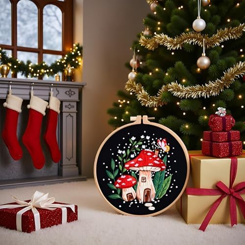 Haootadiy Beginner Embroidery Kit for Adults, Easy Cross Stitch Kit for Beginners and Adults, Full Embroidery Hoop Kit with Needles and Thread Included (Pattern 8) - Image 5