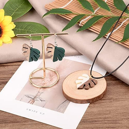 FASHEWELRY 50Pcs Resin Wooden Pendants Mixed Color Monstera Leaf Vintage Resin Wood Statement for DIY Necklace Earring Making - Image 4