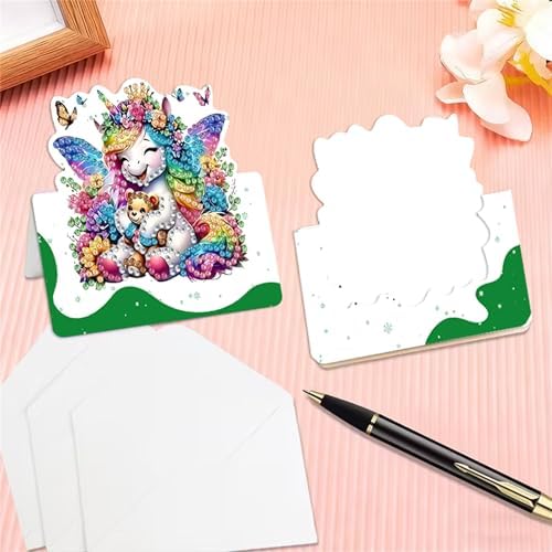 6 pack 3D Unicorn Diamond Painting Greeting Cards Kit,Pink Diamond Art Birthday Cards with Envelopes,DIY Thank You Card Making Craft for Adults,Handmade Greeting Card Supplies Gift Idea (Unicorn) - Image 6