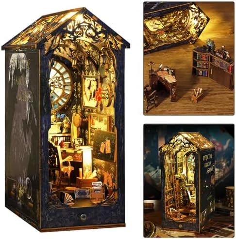 ISSEVE Book Nook Kit, DIY Dollhouse Booknook Kits Bookshelf Insert Décor by ISSEVE