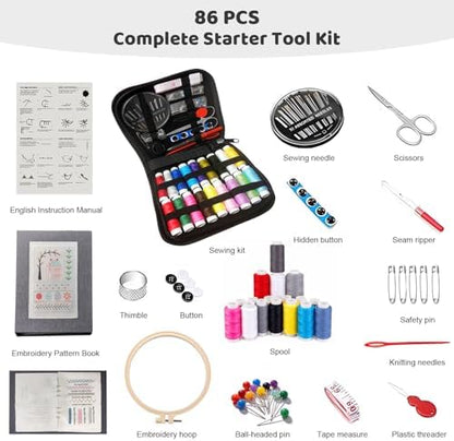 Vipxsa Embroidery Stitch Book Kit for Beginners, 138 Patterns with Embroidery Hoop & 87 PCS Tools, Portable Loose-Leaf Beginner Embroidery Kit Hand Embroidery Starter Kit for Adults DIY Craft Lovers - Image 4