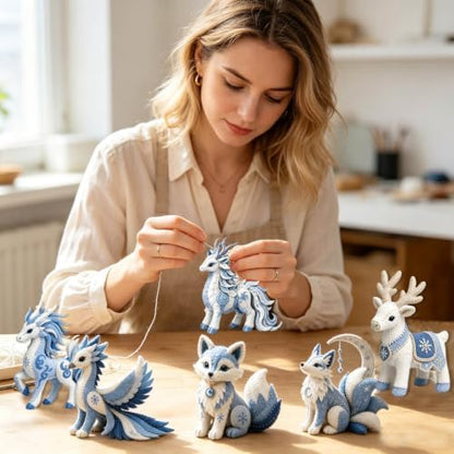 ROTORS Arctic Winter Guardians DIY Patchwork Kit, Pre Cut Felt Animal Sewing Kit, 3D Stuffed Creature Craft Set, Handmade Home Decor Gift for Beginners (Blue-B) - Image 6