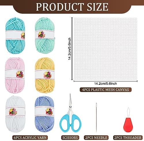 FREEBLOSS 12 Set Bookmark Kit 6 Colors Yarn Plastic Canvas Heart Pattern Bookmark Cross Stitch Kit with Instruction Plastic Canvas for Embroidery Crafting Adults - Image 2