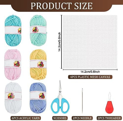 FREEBLOSS 12 Set Bookmark Kit 6 Colors Yarn Plastic Canvas Heart Pattern Bookmark Cross Stitch Kit with Instruction Plastic Canvas for Embroidery Crafting Adults - Image 2