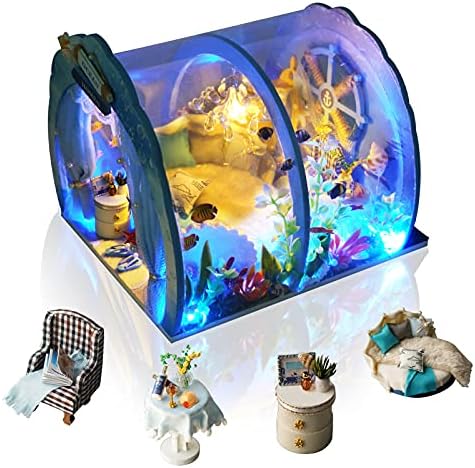 GuDoQi DIY Miniature Dollhouse Kit, 1:24 Scale Tiny House with Furniture, Great Gift for Birthday Christmas Day, Sweet Home of Mermaid Princess by GuDoQi