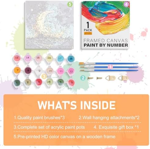 Offito Framed Paint by Numbers Kit for Adults Beginners, Sea and Moon - Image 6