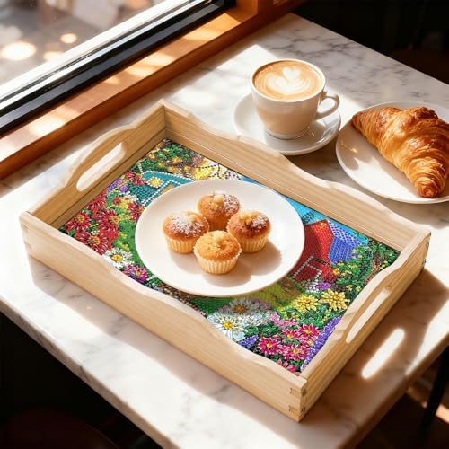 DOTSOPS DIY Blue Car Diamond Painting Serving Tray with Handle for Adults - Image 6