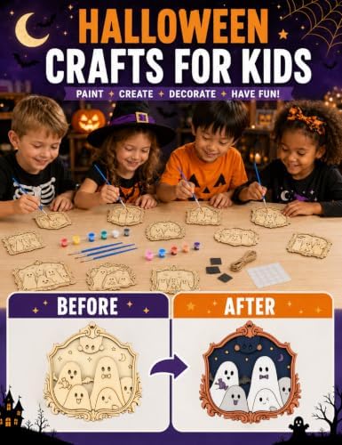 Bafeil 12 Set Halloween Craft for Adults, Wood Ghost DIY Paint Frame Craft - Image 5