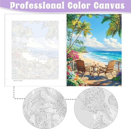 NEGEKFKX 2 Pack Beach Paint by Numbers Kit for Adults Beginner with Framed,Easy Adult Paint by Number Kits on Canvas DIY Painting for Beginners Art by Numbers for Home Wall Decor 10x12 Inch - Image 5