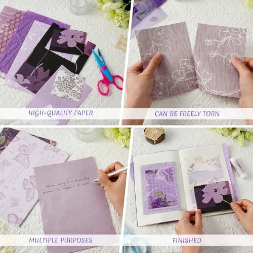 50 Sheets Purple Scrapbook Paper, A5 Scrapbooking Textured Decor Papers - Image 6