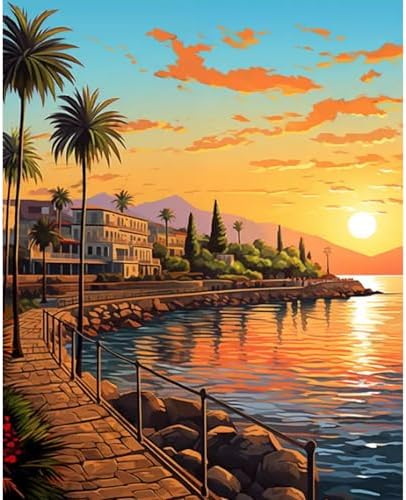 Paint by Numbers Kit for Adults, Sunset DIY Painting Kit, 16x20 Inch by CytheronDIYKit