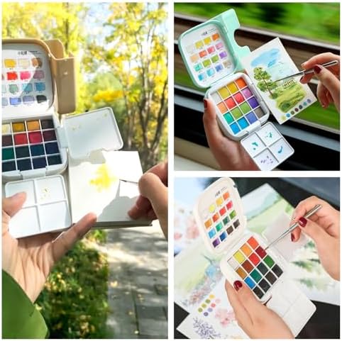 Watercolor Paint, Mini 16-Color Solid Paint Kit Gift Set Pearl Colors - Image 7