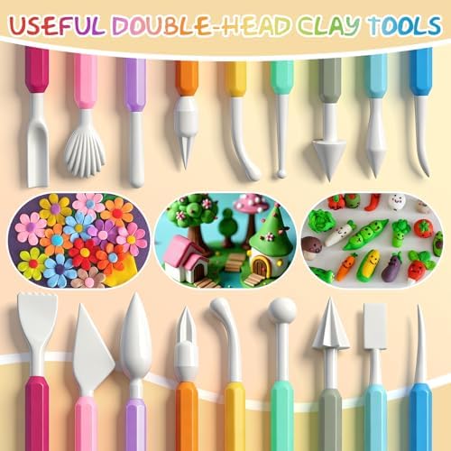 16PCS Double Head Sculpting Tools Set, Clay Tools Kit with 1.7 FL OZ Air Dry Clay Glaze for DIY Pottery, Molding Polymer Clay – Safe & Ergonomic Grip for Craft Lovers & Beginners - Image 2