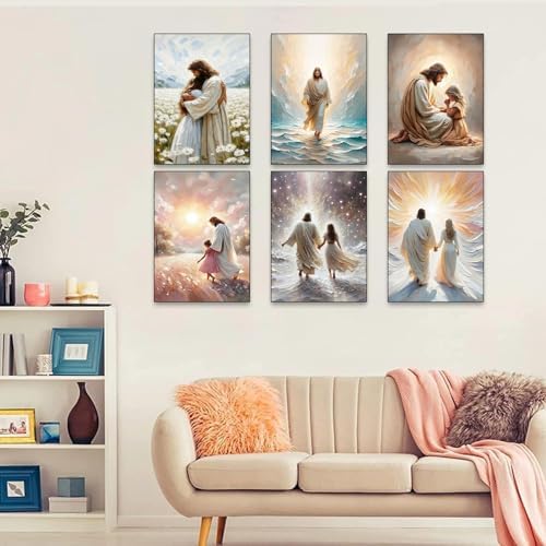 6 Pack Jesus Paint by Numbers Kit for Adults Framed Canvas, Frameworkless - Image 5