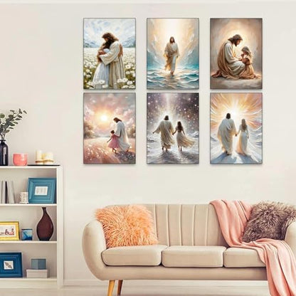 6 Pack Jesus Paint by Numbers Kit for Adults Framed Canvas, Frameworkless - Image 5