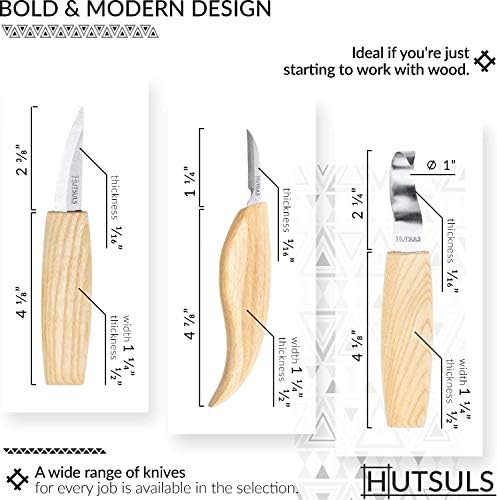 Hutsuls Wood Whittling Kit for Beginners - Razor Sharp Wood Carving Knife Set in Beautifully Designed Gift Box, Whittling Knife for Kids and Adults (8 Pieces) - Image 2