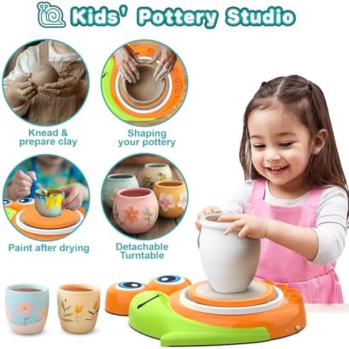 Pottery Wheel for Kids-Complete Pottery Painting Kit Arts and Crafts for Kids Ages 8-12, Clay Sculpting Tools with 1.7lb Air Dry Clay, Birthday Christmas Gifts Toys for Boy Girls Age 6 7 8 9 10 11 12 - Image 4