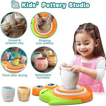 Pottery Wheel for Kids-Complete Pottery Painting Kit Arts and Crafts for Kids Ages 8-12, Clay Sculpting Tools with 1.7lb Air Dry Clay, Birthday Christmas Gifts Toys for Boy Girls Age 6 7 8 9 10 11 12 - Image 4
