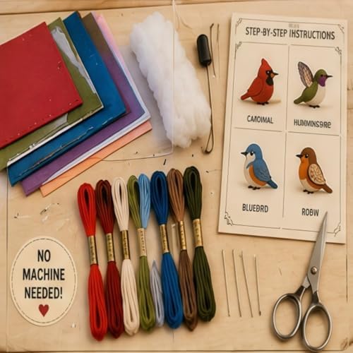 Sewing Kit for Beginners, DIY Felt Sewing Craft Kit with Pre-Cut Fabric & Instructions, Handmade Plush Animal Craft Set for Adults & Teens (Bird) - Image 7