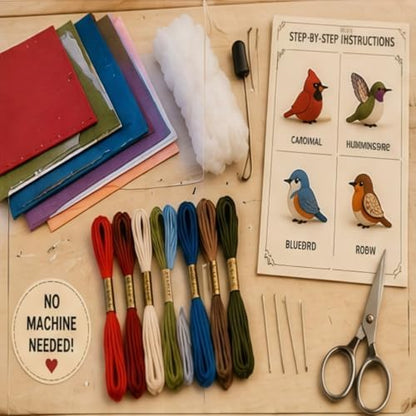 Sewing Kit for Beginners, DIY Felt Sewing Craft Kit with Pre-Cut Fabric & Instructions, Handmade Plush Animal Craft Set for Adults & Teens (Bird) - Image 7