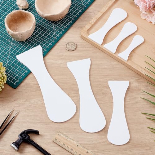 FINGERINSPIRE 6 Pcs Pottery Trimming Textured Art Tools - 6 Size Acrylic Clay Wedging Board Set for Ceramics, Sculpting & Carving, Flat Round White Pottery Foot Shaper & Prep Tools for Clay Crafts - Image 4