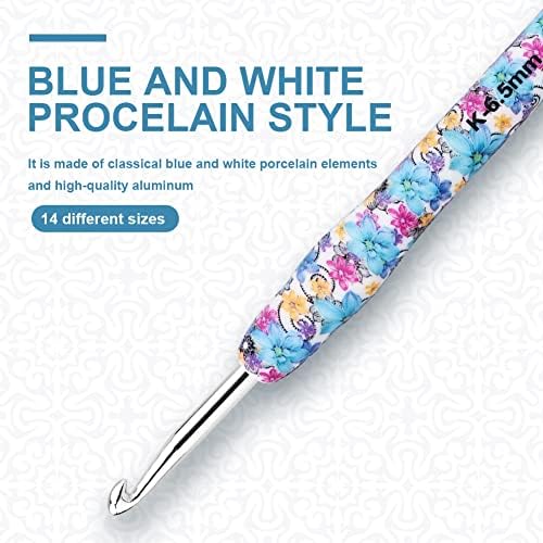 BCMRUN Crochet Hooks Set,14 Size 2.25mm(B)-10mm(N) Extra Long Crochet Needles Ergonomic Handle Smooth Hooks Knitting Needles Kit, DIY Knit Needles Weave Yarn Set, Christmas Crochet Gift (Blue) - Image 3