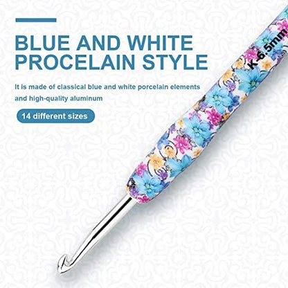 BCMRUN Crochet Hooks Set,14 Size 2.25mm(B)-10mm(N) Extra Long Crochet Needles Ergonomic Handle Smooth Hooks Knitting Needles Kit, DIY Knit Needles Weave Yarn Set, Christmas Crochet Gift (Blue) - Image 3