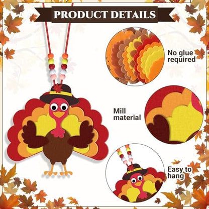 Otuuz 18 Set Turkey Necklace Craft Kits DIY Felt Fall Party Favors - Image 3