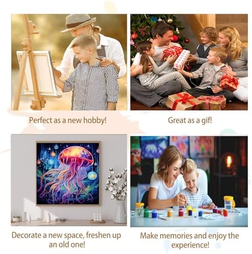 Artunion Framed Paint by Numbers Kit for Adults Beginners & Kids Ages 8-12,Colorful Jellyfish Paint by Number with Frame, Ocean Animals Paint by Numbers Kit on Canvas 10 * 10 Inch Without Easel - Image 7