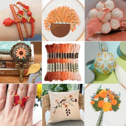 12 Skeins Orange Gradient Embroidery Thread Floss for Jewelry - Image 5