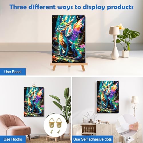 MOGTAA Dragon Paint by Numbers Kit for Adults Beginners with Frame, Flowers Adult Paint by Number Kits on Canvas with Easel, Easy DIY Animal Oil Painting Kits for Home Decor, 8x12in - Image 3