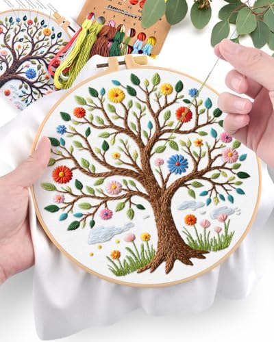 ERKOON Embroidery Kit for Beginners Adult, Cross Stitch Set Include Embroidery Cloth Hoops Threads for Craft Lover Hand Stitch with Embroidery Skill Techniques (Tree) - Image 4