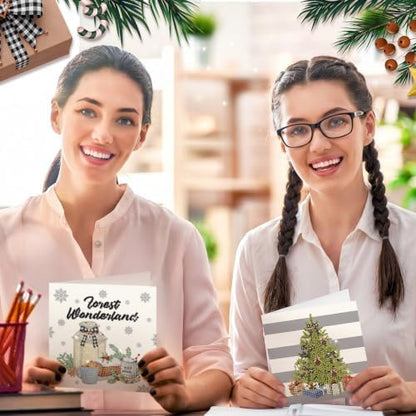 Saillong 12 Pack Neutral Christmas Diamond Painting Greeting Card Kits DIY Gray Christmas Diamond Art Cards with Envelopes Xmas 5D Rhinestones Painting Kit for Adults DIY Craft Family Friend Xmas Gift - Image 3