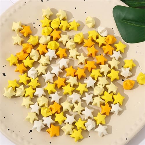2160 Sheets Origami Star Paper 4 Yellow Color Strips Double Sided Lucky Star Decoration Folding Paper for DIY Hand Art Crafts, Teaching Supplies (Yellow-2160 sheets) - Image 3