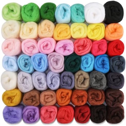 IMZAY 50 Colors Needle Felting Wool, 5g/Pack Wool Roving Yarn by Imzay