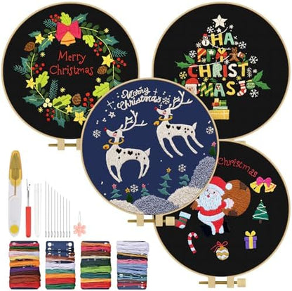 TINDTOP Christmas Embroidery Kit for Adult, Embroidery DIY Starter Kit by TINDTOP