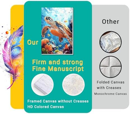 4 Pack Framed Paint by Numbers Kit for Adults Beginner Canvas Painting by Numbers for Adults Beach Easy Adult Paint by Number Kits with Frame Sea Turtle Watercolor Painting by Number 8x12 Inch - Image 3
