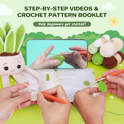 Crochet Kit for Beginners, Beginner Crochet Kit for Adults with Step-by-Step Video Tutorials, DIY Crochet Animal Kits Knitting Supplies - Image 2