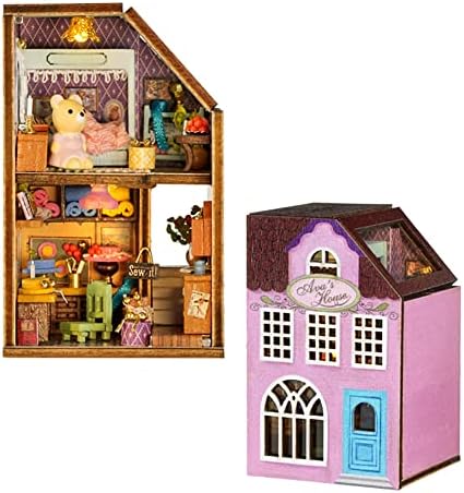 Mini 3D Wooden Doll House Craft Model with LED,DIY Miniature and Furniture Dollhouse Kit,Creative Room Idea for Valentine's Day Birthday Gift (Ava's Workshop) by Montidey